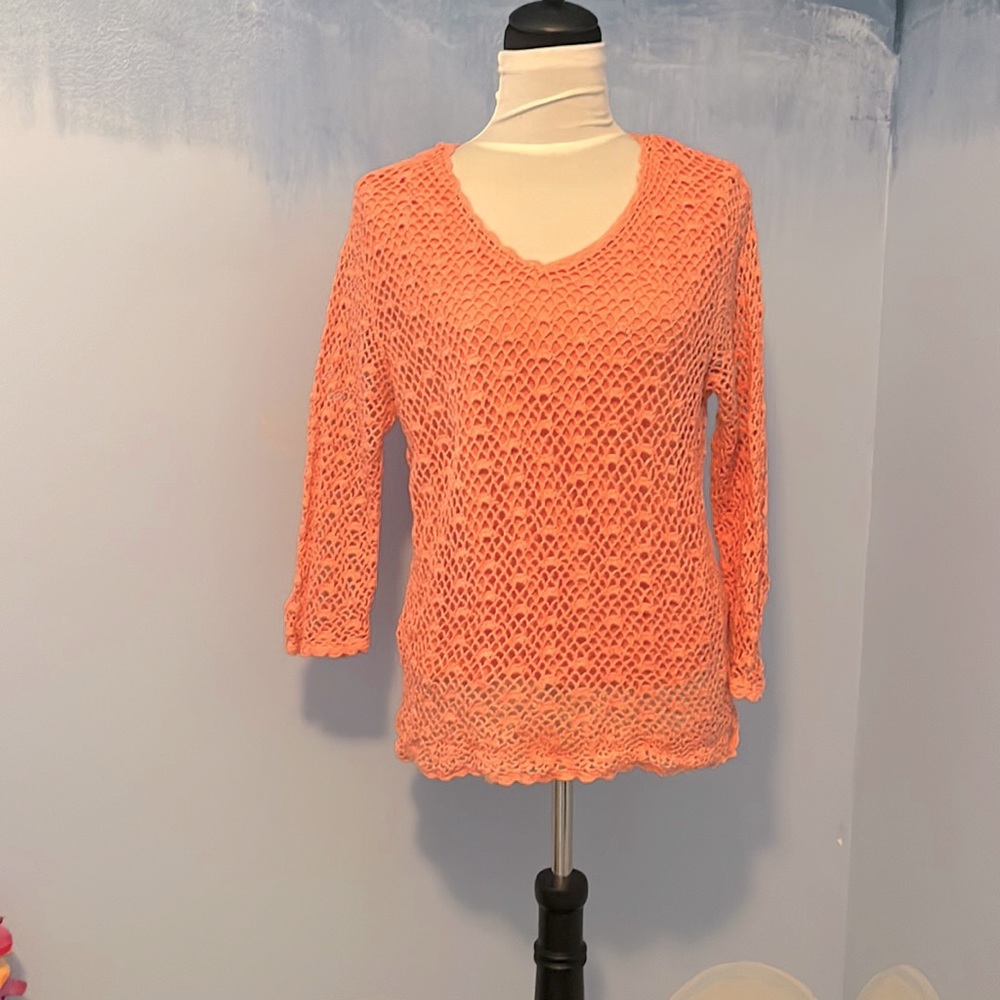 Croft & Barrow XL peach crochet sweater $12